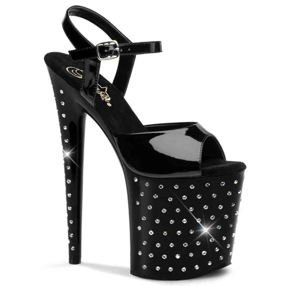 Pleaser - STARDUST-809 Knöchelriemen-Sandale, Poledance Schuhe - Pole dance schuhe - Schwarz